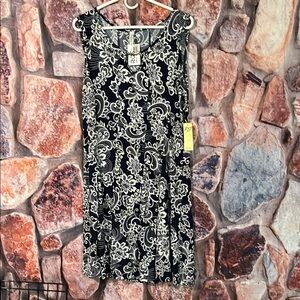 Perseption navy blue and White Sleeveless Sheath Midi Dress